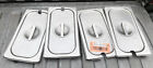 LOT of 4 Stainless Steel Third Size Steam Table Pan Cover Lids Notch Slot 1/3rd