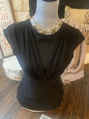 NWT New White House Black Market Black Lace Detail Lined Shirt Top Size S Small - Image 1 of 4