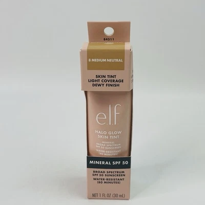 e.l.f Halo Glow Skin Tint (8 Medium Neutral) Mineral SPF 50 Serum 1 Oz / 30mL - Image 1 of 4