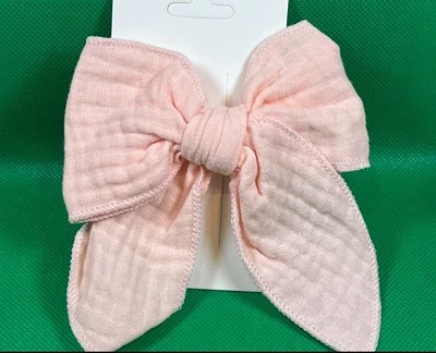 Pink Fabric Stylish Bow Knot Hair Clip Hair Tie All Hair Types Non Slip - Image 1 of 4