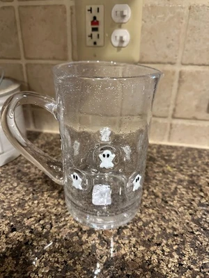 Pottery Barn 37.5 盎司 Ghost Icon 7 英寸水壶全新苏打水石灰玻璃全新带标签 — 第 1/4 张图片