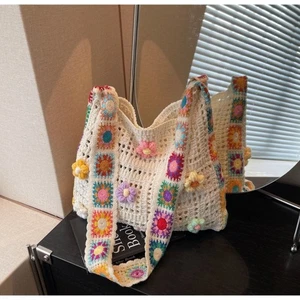 Boho Crossbody Bags Floral Crochet Tote Bag Fashion Handbag - Picture 1 of 16