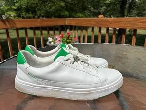 Kizik Vegas Mens Shoes Size 13 White Green Leather Lace Up Hands Free - Picture 1 of 9