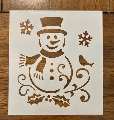 Happy Face Snowman Reusable 10 MIL Laser Cut Mylar Stencil Craft Supplies - Image 1 of 2
