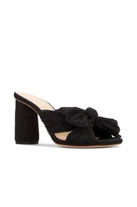 Loeffler Randall Penny Sandals Women's 8 Black Knotted Bow Pleated Heel JOBB1907 - Picture 1 of 10