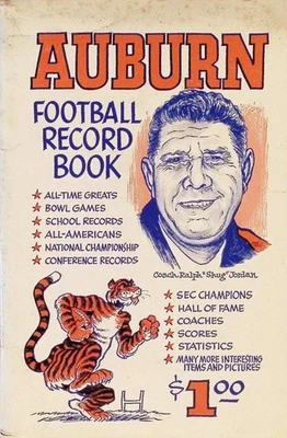 1968 Auburn Football Record Book Coach Ralph Shug Jordan PB - Image 1 of 2