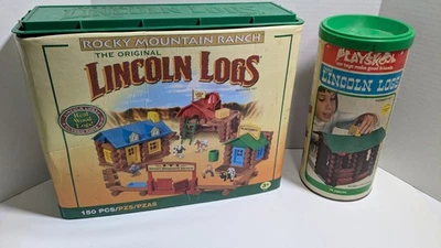 Lincoln Logs Rocky Mtn Ranch Original Box Incomplete ~ 134 Pieces + Extras - Image 1 of 4