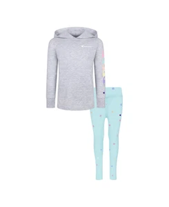 Oxford Heather Overlap Logo Lightweight Hoodie & Leggings - Toddler & Girls Size - Picture 1 of 3