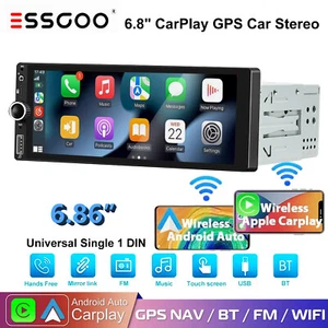 7" Single DIN Car Stereo Radio Head Unit Apple Carplay Android 13 BT GPS SAT NAV - Picture 1 of 14
