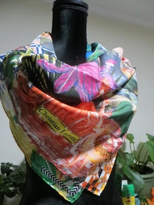 NUEVO CON ETIQUETAS BUFANDA CHRISTIAN LACROIX 100% SEDA 90x90cm HECHA EN ITALIA  Foto 1 de 4