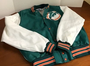 Vintage 1990s Chalk Line Miami Dolphins All Over Print Bomber Jacket White L - Picture 1 of 9