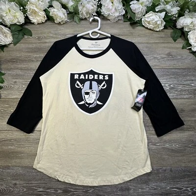 Camisa Oakland Raiders Mujer Grande NUEVA Con Etiquetas Top Manga 3/4 Cuello Redondo NFL Foto 1 de 4