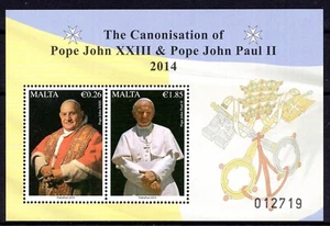 Malta 2014 CANONISATION POPE JOHN XXIII JOHN PAUL II Sheet Unmounted Mint MNH - Picture 1 of 1