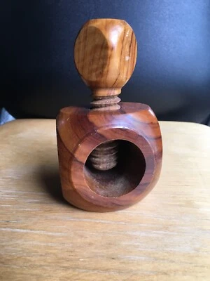 wood nut cracker threaded screw twist type wooden nuts cracking crack - Image 1 of 4