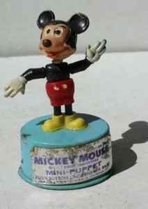 Mickey Mouse Figurine Push Button Mini Puppet Kohner Bros Disney Toy Cute VTG -- - Picture 1 of 1