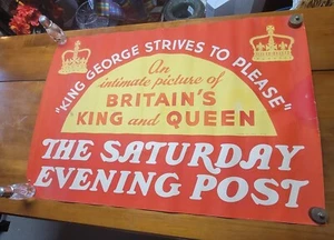 Rare 1939 Saturday Evening Post King George Strives To Please Poster - Picture 1 of 16