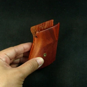 ROSEWOOD CHECKERED GRIPS SET FOR WALTHER PPK .380 ACP #W-73 - Picture 1 of 5