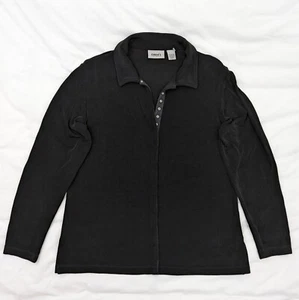 Chicos Travelers Schnapp-Bluse Shirt Damen Größe 2 schwarz Kragen lang SL - Bild 1 von 3