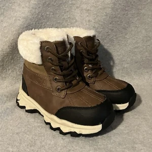 Nautica Youth Size 11 Brown/Cream/Black Argun Winter Snow Rain Boots - Picture 1 of 8