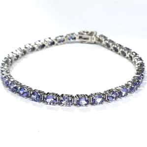 HSN Colleen Lopez Sea Of Sparkle Tanzanite Sterling Line Tennis 7.25" Bracelet - Picture 1 of 8