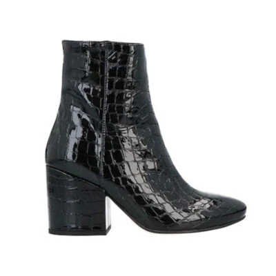 CARACTERE ANKLE BOOTS SZ 8 (EU 38) BLACK PATENT LEATHER CROC EMBOSSED HEELED NEW - Image 1 of 4