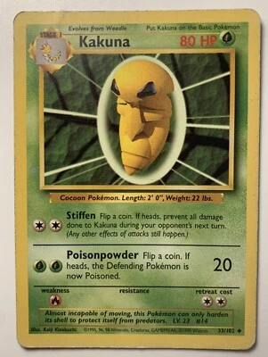 INKBLOT ERROR Card - Kakuna 32/102 Pokemon TCG Card WOTC Base Set Unlimited - Image 1 of 4