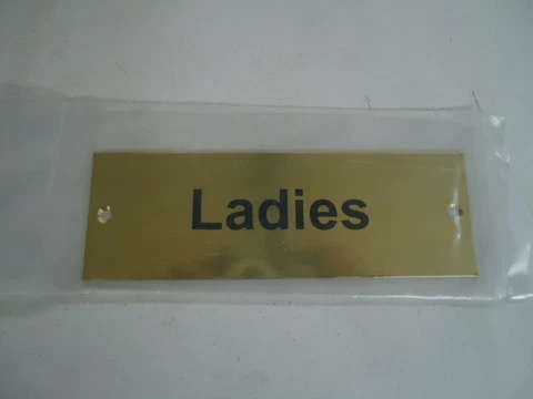 Polished  Brass "Ladies" Toilet/Cloakroom Sign 6" X2" Lot143 Cover