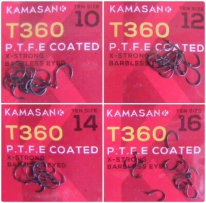 Kamasan T360 Eyed Barbless Circle Fishing Hooks - Size 10, 12, 14, 16 - Picture 1 of 6