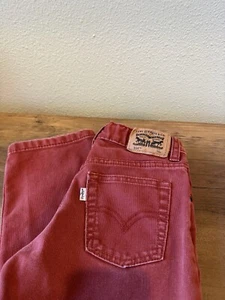 Levis 514 Straight Pants Kids Size 7 Reg Adjustable Waist Red - Picture 1 of 7