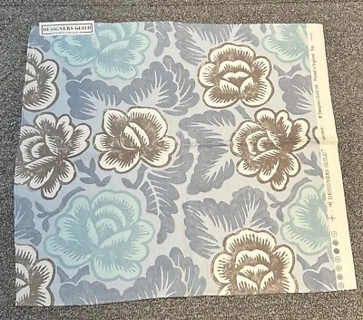 Designers Guild Fabric Sample 18.5” x 17.5” Havana 100% Cotton Blue Tropical - Image 1 of 4