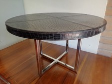 VINTAGE TAVOLINO FENDI OLYMPIC IN ACCIAIO E PELLE ANNI 80 90 COFFEE TABLE