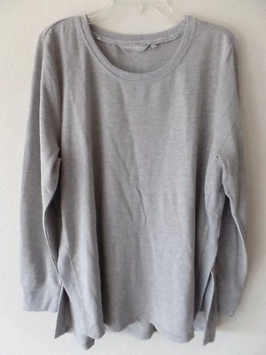 Harmony Balance Women's 1X Gray Split Sides L/S Shirt Top Poly Rayon Stretch New - Image 1 of 4