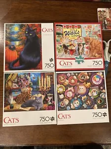 Buffalo Games Cats 750 Piece Jigsaw Puzzle Lot of 4, October Moon - Picture 1 of 5