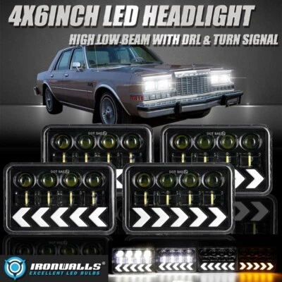 Faros LED 4x6" alto/bajo flujo DRL intermitente 4pCS 4X6" para Plymouth Caravelle 79-89 Foto 1 de 4