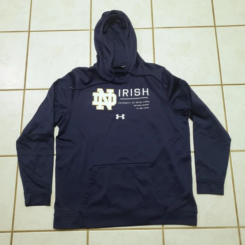 Notre Dame Fighting Irish Under Armour Navy Blue Hoodie Sweatshirt Men's Size XL Cover