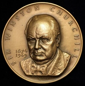 1965 Sir Winston Churchill MACO Medal Bronze 70mm Ralph Menconi - Picture 1 of 2