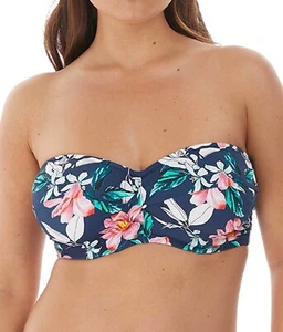 Fantasie Port Maria Bikini Top Ink Blue Size 32G Padded Strapless Bandeau 6892 - Picture 1 of 12