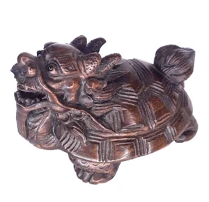 Japanese or Chinese Hard wood Dragon Turtle hand carved Natsuki - Picture 1 of 7