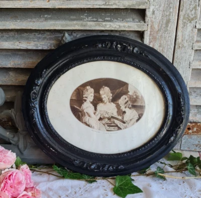 ANCIEN CADRE PHOTO NAPOLEON III BOIS NOIRCI  OVALE LITHO - Photo 1/4