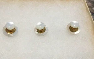 White Mother of Pearl Set Of 3   Victor/Edwardian Vintage Shirt Studs - Picture 1 of 5
