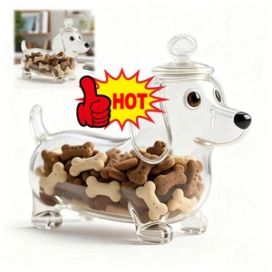 Dackel Glas Hundeglas Glas mit Deckel Luftdicht Tiernahrung Aufbewahrungsglas Heiß ̊✩彡 - Bild 1 von 8