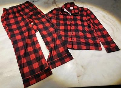 Cat & Jack Boy’s Soft Flannel 2 Pc Pajama Set Buffalo Check Size Large 10/12 - Image 1 of 4
