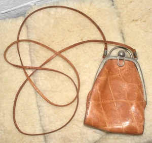 Vintage ANN TAYLOR Croc Embossed Leather Long Crossbody Bag Mini Made in ITALY - Picture 1 of 10