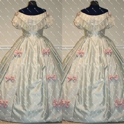 Vintage Wedding Dresses 1960s Bow Lace Victorian Short Sleeves Bridal Gowns - Image 1 of 4