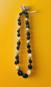 Hawaii Original Kukui Nut Lei Necklace ~ Brown And Beige Hibiscus Philippines - Picture 1 of 4