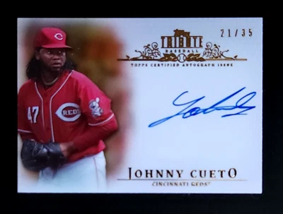 2013 Topps Tribute Johnny Cueto Inkable Accolades On Card Auto Autograph #d /35 - Image 1 of 2