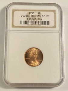 1995 Doubled Die Obverse DDO Lincoln Memorial Cent 1C NGC MS 67 RD Red - Picture 1 of 3