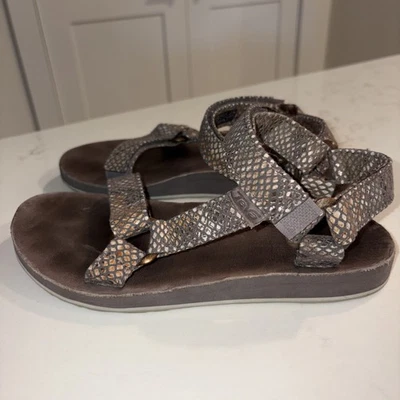 Sandálias femininas TEVA 5 torre Eiffel cobra cinza bronzeado esporte caminhada conforto esporte - Imagem 1 de 4