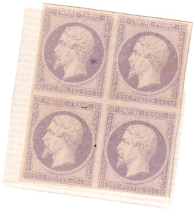 France, Napoleon III, Imperforated, block of 4, 1853, November 3, proof - Picture 1 of 1