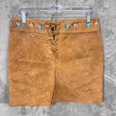 Minifalda hippie bordada floral Máxima de cuero Wilson 6 años 70 boho occidental Foto 1 de 4